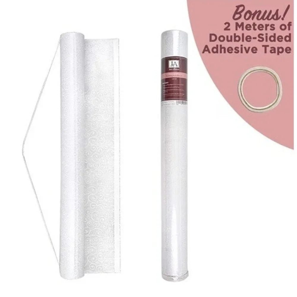 J&A Homes White Wedding Aisle Runner Floral Lace Pattern Fabric Roll NIB 3'X50'